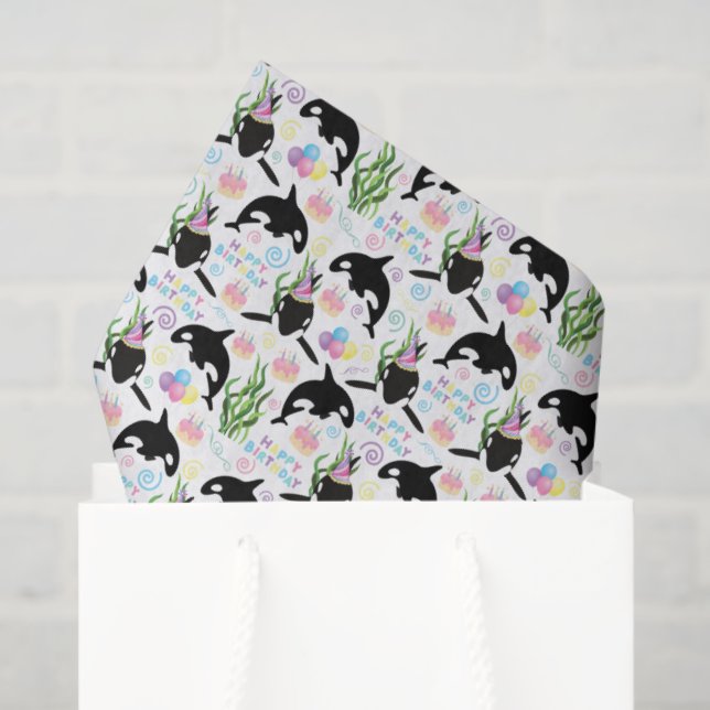 Seda Papel tisú de ballena orca Blanco (Bolsa de regalo)