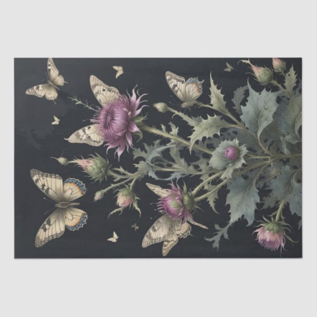 Seda Papel tisú de Cardos y Mariposas (Anverso)