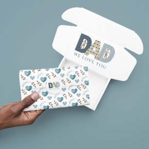 Seda Papel tisú de corazón azul acuarela 