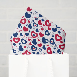 Seda Papel tisú de corazones rojos y azules