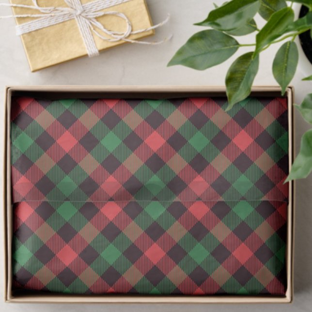 Seda Papel tisú de cuadros escoceses rojo verde de moda (Trendy plaid tissue paper)