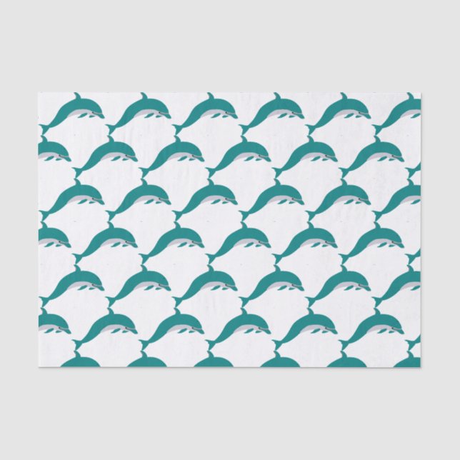 Seda Papel tisú de delfín blanco y verde (Anverso)