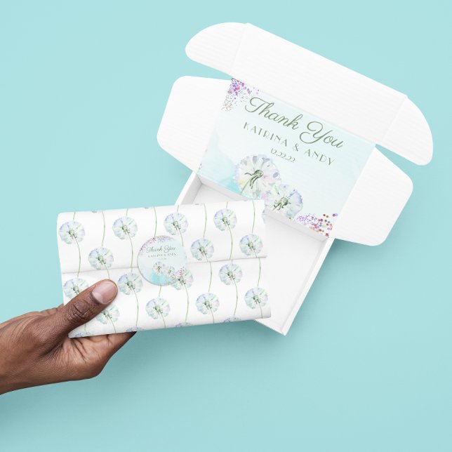 Seda Papel tisú de diente de león acuarela (Celebrate someone special with this watercolor dandelion tissue paper! Matching collection! )