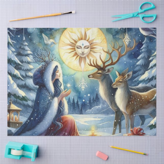 Seda Papel tisú de Diosa del Solsticio de Invierno Bosq (Artesanía)