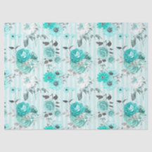 Papel tisú de diseño de la serie floral turquesa 1