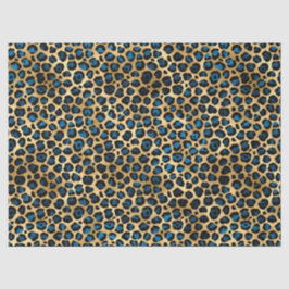 Seda Papel tisú de diseño Serie Leopardo Azul y Dorado
