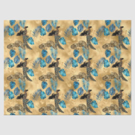 Seda Papel tisú de diseño Serie Leopardo Azul y Dorado