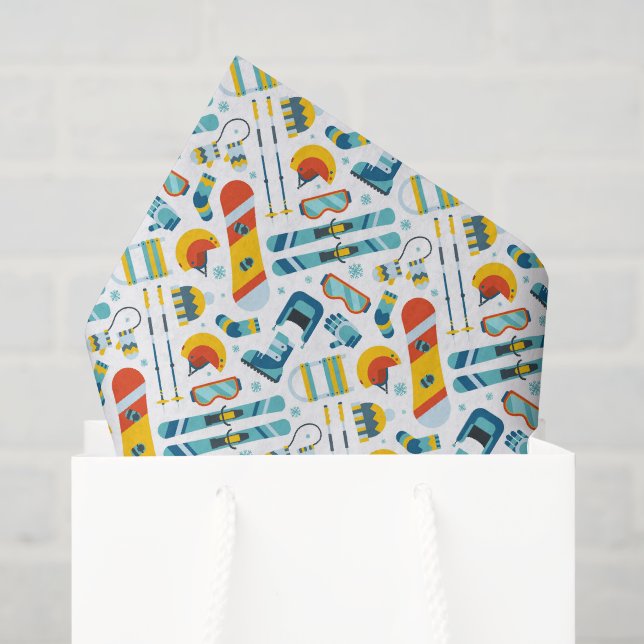 Seda Papel tisú de esquí, decoupage snowboarding (Bolsa de regalo)