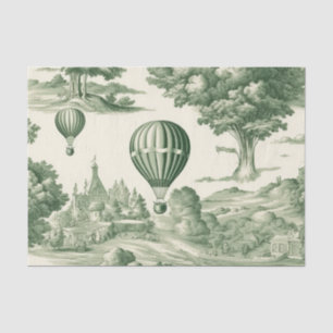 Seda Papel tisú de globo aerostático Toile de Jouy verd