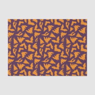 Seda Papel tisú de Halloween con murciélagos naranja y