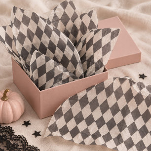 Seda Papel tisú de Halloween Harlequin crema negro