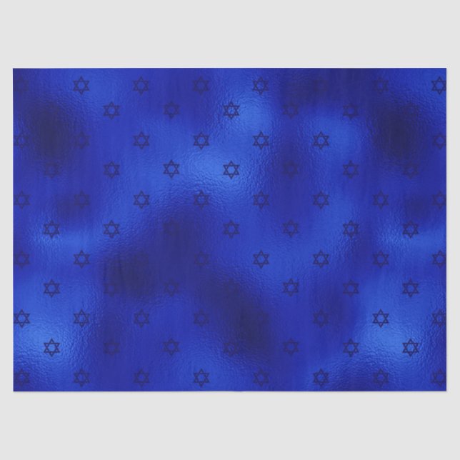 Seda Papel tisú de Hanuká Estrella de David Azul Real (Anverso)
