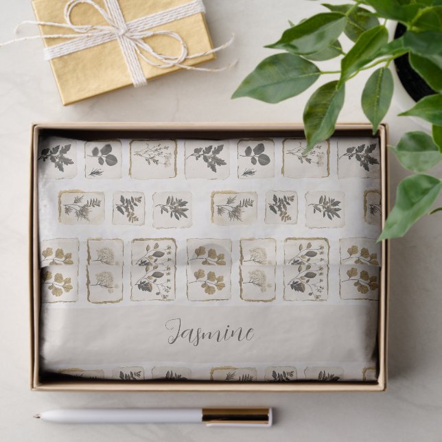 Seda Papel tisú de hierbas botánicas personalizadas per (Regalo )