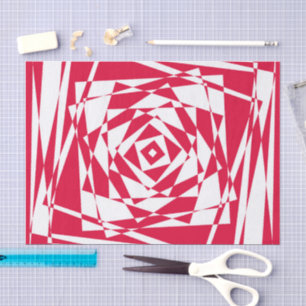 Seda Papel tisú de ilusión abstracta blanca y roja
