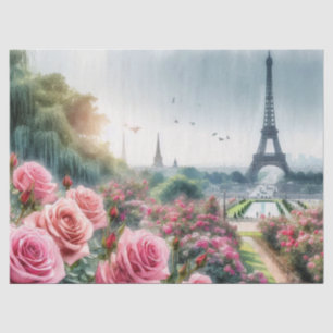 Seda Papel tisú de jardín de rosas rosadas París Botáni