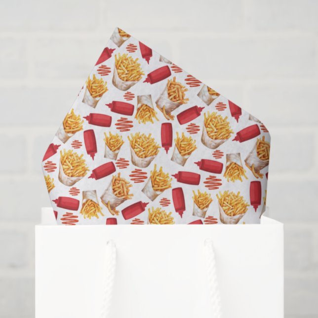 Seda Papel tisú de kétchup y papas fritas (Bolsa de regalo)