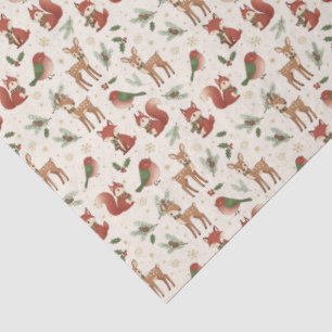 Seda Papel tisú de Navidad con animales del bosque de m