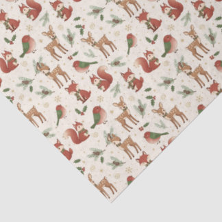 Seda Papel tisú de Navidad con animales del bosque de m