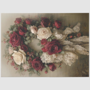 Seda Papel tisú de Navidad Corona de Rosas Victoriana