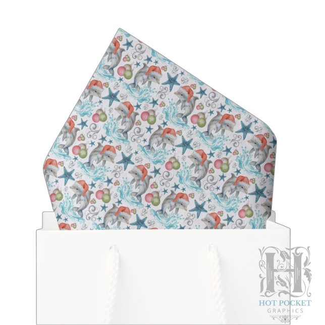Seda Papel tisú de Navidad de delfín en blanco (Subido por el creador)