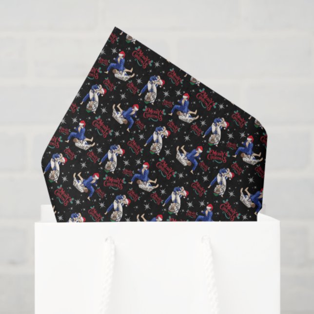 Seda Papel tisú de Navidad de Jiu Jitsu en negro (Bolsa de regalo)