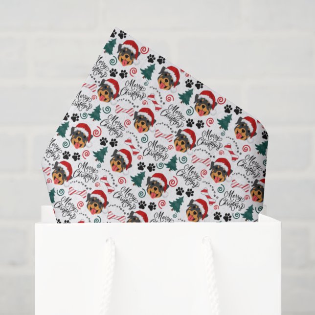 Seda Papel tisú de Navidad de Rottweiler (Bolsa de regalo)