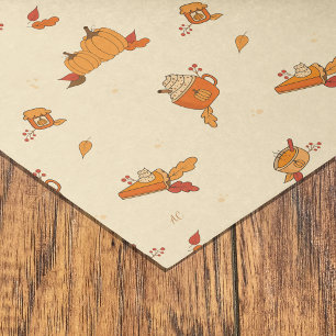 Seda Papel tisú de otoño con patrón de arte de comida d