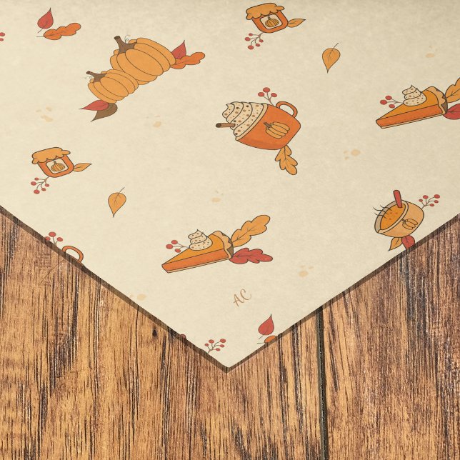 Seda Papel tisú de otoño con patrón de arte de comida d (Subido por el creador)