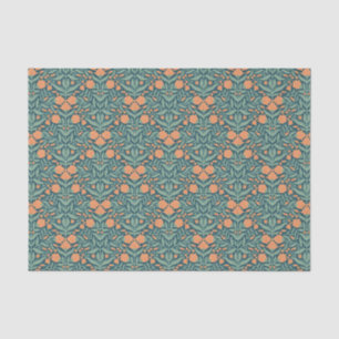 Seda Papel tisú de patrón botánico de color azul estilo