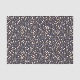 Seda Papel tisú de patrón botánico de color azul estilo