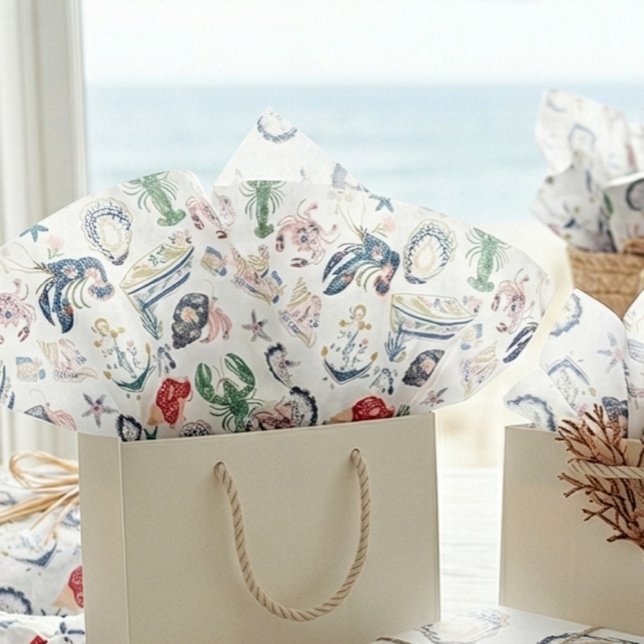 Seda Papel tisú de patrón costero Seaside Soirée (Subido por el creador)