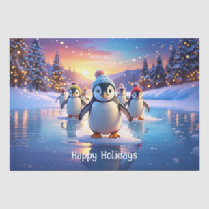 Seda Papel tisú de pingüinos lindos con sombreros de in