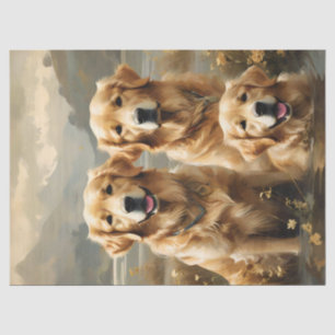 Seda Papel tisú de retrato de tres perros Golden Retrie