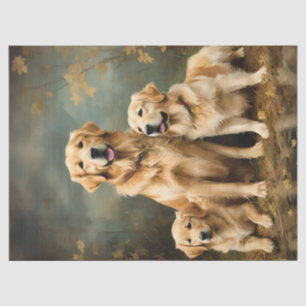 Seda Papel tisú de retrato de tres perros Golden Retrie