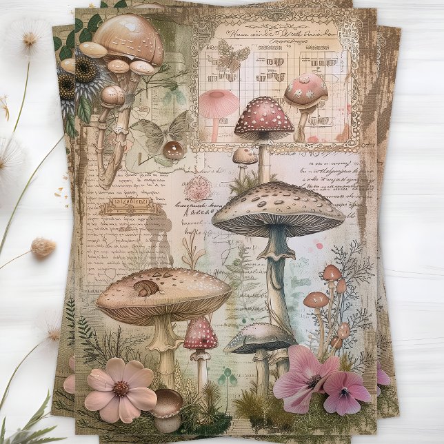 SEDA PAPEL TISÚ DECOUPAGE DE HONGOS SILVESTRES (WILD MUSHROOMS DECOUPAGE TISSUE PAPER)