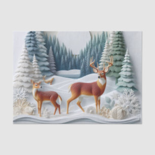 Seda Papel tisú dimensional de ciervos de Bosque Invern