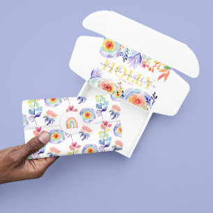 Seda Papel tisú floral de acuarela arcoíris