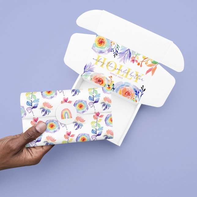 Seda Papel tisú floral de acuarela arcoíris (Celebrate someone special with this watercolor rainbow floral tissue paper! Matching collection! )