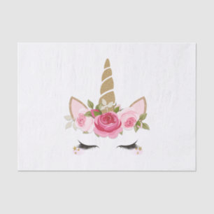 Seda Papel Tisu Floral Rosa Unicornio Dorado Lindo De M