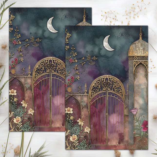 SEDA PAPEL TISÚ PARA DECOUPAGE DE LUNA Y CASTILLO (MOON AND CASTLE DECOUPAGE TISSUE PAPER)