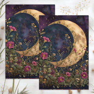 SEDA PAPEL TISÚ PARA DECOUPAGE JARDÍN DE LUNA CRECIENTE