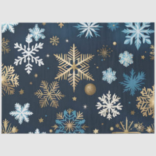 Seda papel tisular de copos de nieve dorados