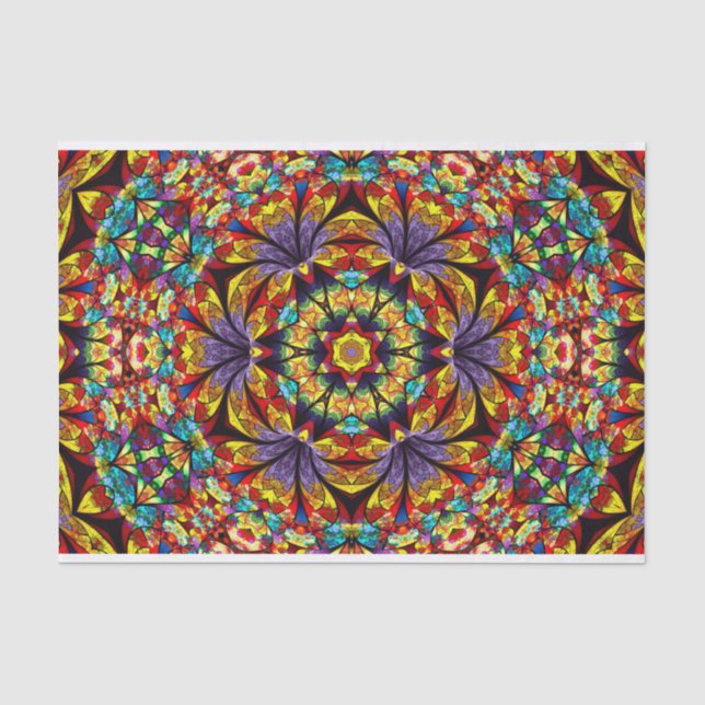 Seda papel tisular de flores caleidoscopio (Anverso)