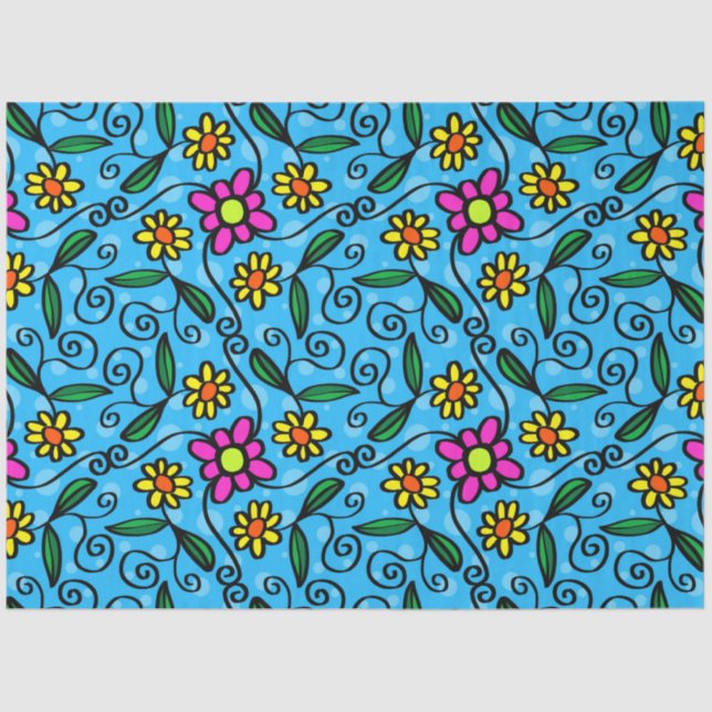 Seda papel tisular de flores de doodle (Anverso)