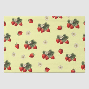 Seda Papel tisular de fresa con flores en amarillo