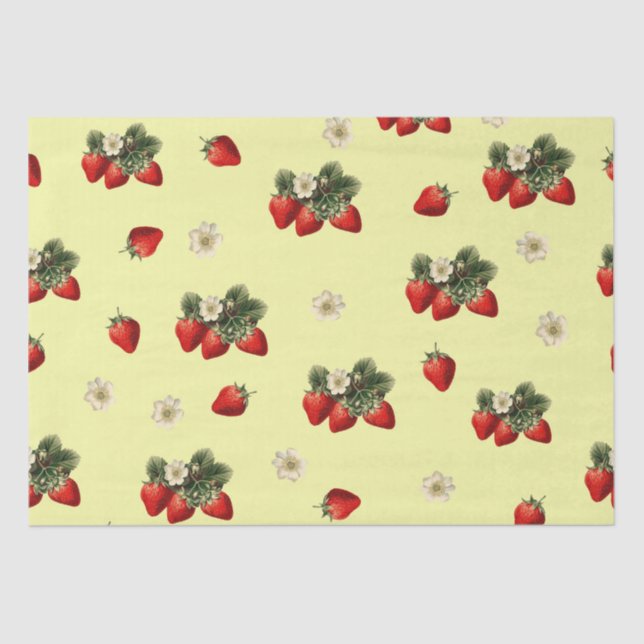Seda Papel tisular de fresa con flores en amarillo (Anverso)