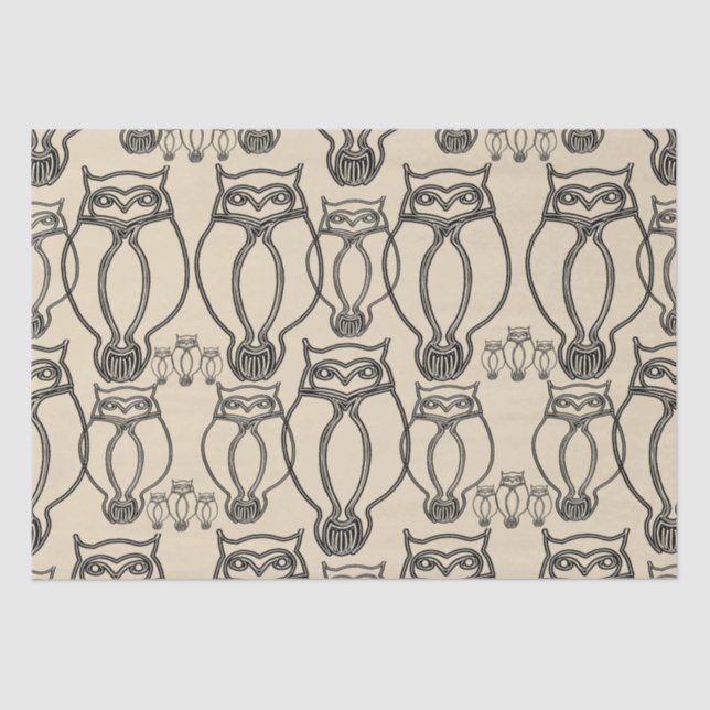 Seda Papel tisular de patrón de búho (Anverso)
