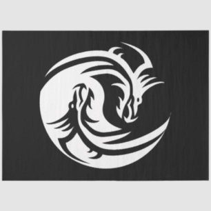 Seda papel tisular de yin yang dragones