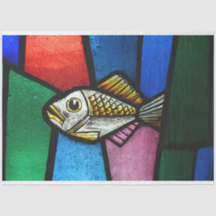 Seda papel tisular para peces de vidrio manchado