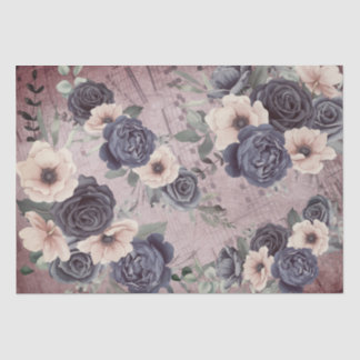 Seda papel vintagemético y papel de flores